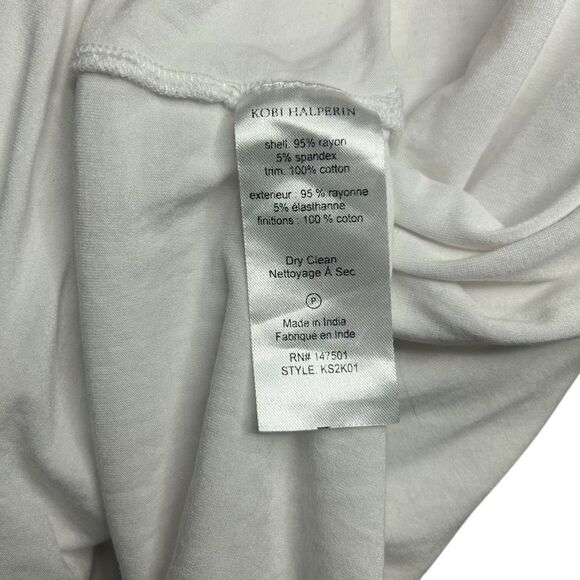 Kobi Halperin White 3/4 Sleeve Spencer Embroidered Top Ruffle Size M Bell Sleeve - Picture 8 of 12